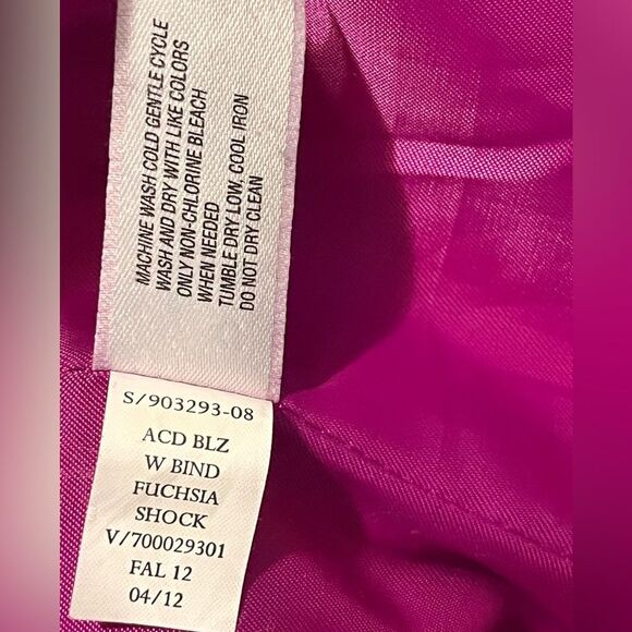 GAP The Academy Fuschia Blazer with White Trim Tailored Pink Suit Jacket Size 8 - Picture 5 of 5
